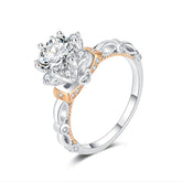 Moissanite Flower Sterling Silver Ring